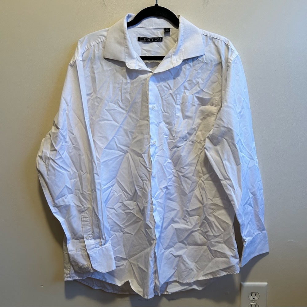 Luxton Mens White Long Sleeve Dress Shirt XL